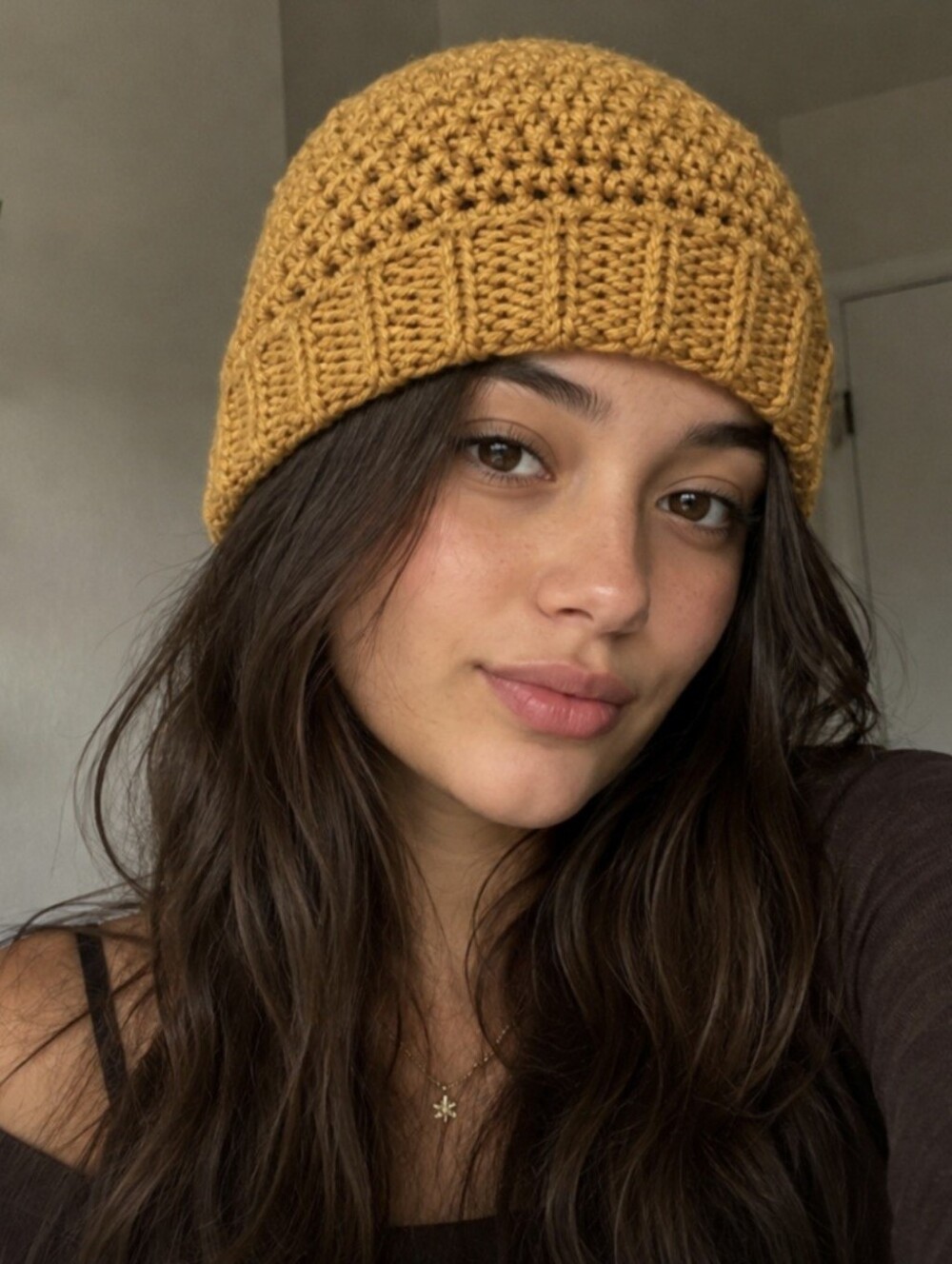 Handmade Crochet Beanie Skull Cap Mustard Yellow Hand Knit OS Fall Fashion NWOT